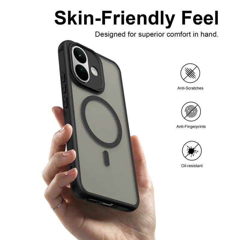 For Xiaomi Redmi Note 17 Pro 5G Magnetic Case Anti Drop Matte PC + TPU Phone Cover - Black