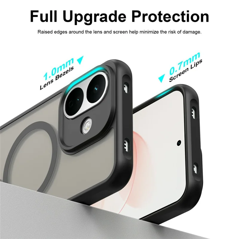 For Xiaomi Redmi Note 17 Pro 5G Magnetic Case Anti Drop Matte PC + TPU Phone Cover - Black