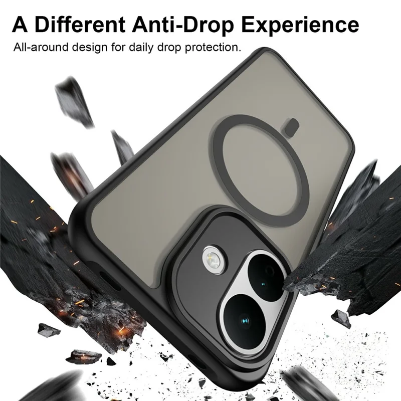 For Xiaomi Redmi Note 17 Pro 5G Magnetic Case Anti Drop Matte PC + TPU Phone Cover - Black