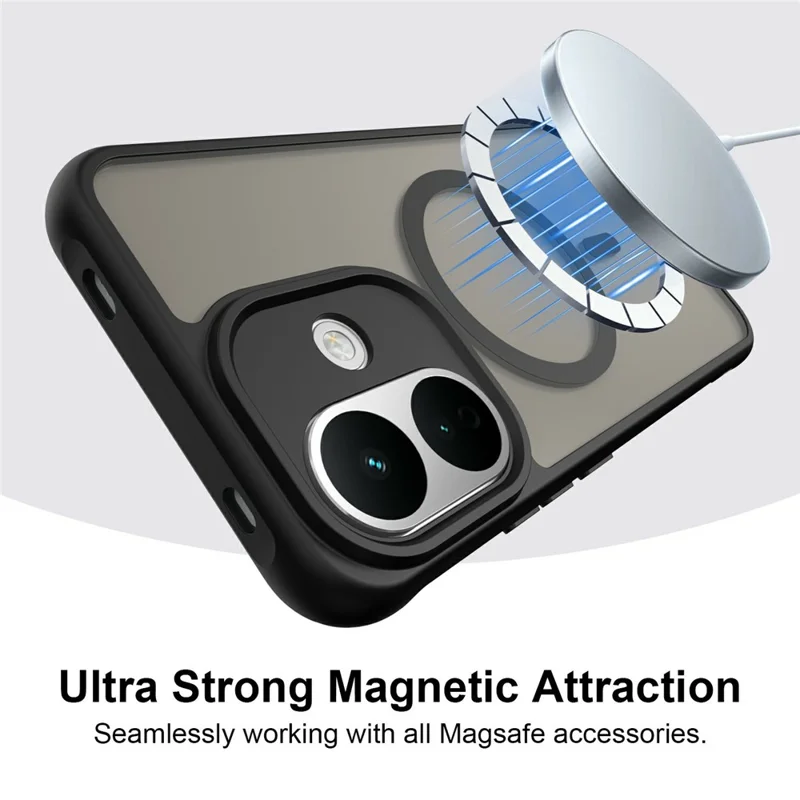 For Xiaomi Redmi Note 17 Pro 5G Magnetic Case Anti Drop Matte PC + TPU Phone Cover - Black