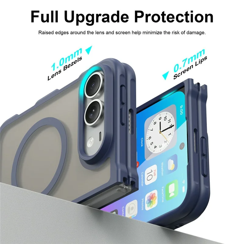 For iPhone Duo Magnetic Case Anti Drop Matte PC + TPU Phone Cover - Blue