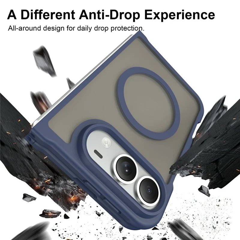 For iPhone Duo Magnetic Case Anti Drop Matte PC + TPU Phone Cover - Blue