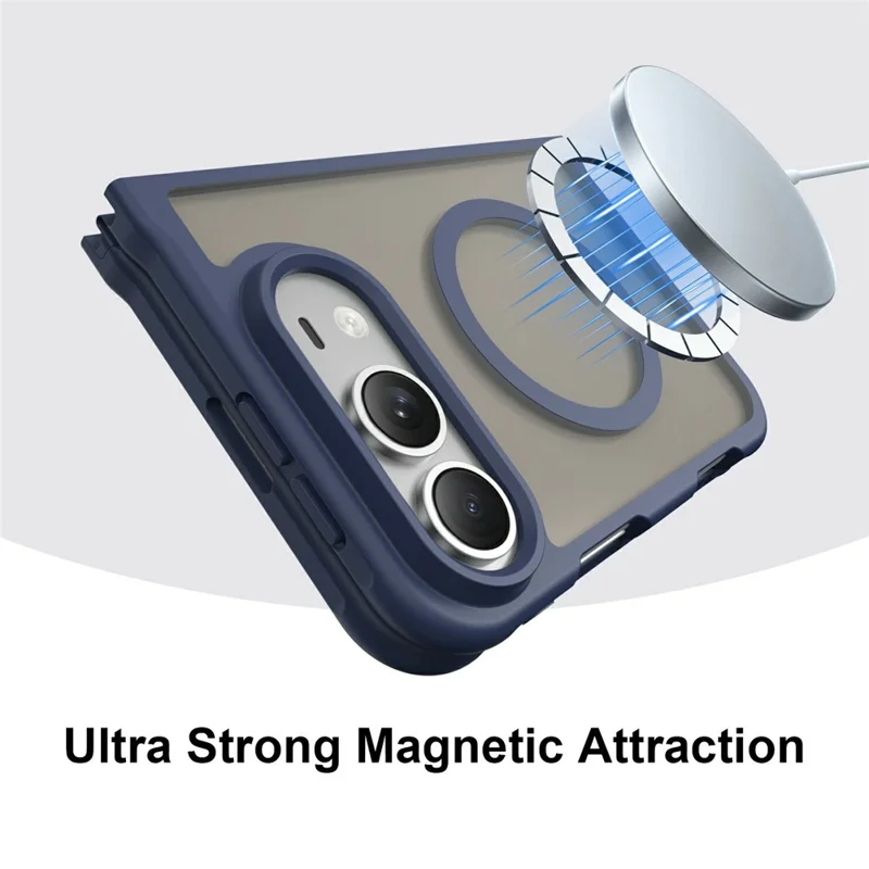 For iPhone Duo Magnetic Case Anti Drop Matte PC + TPU Phone Cover - Blue