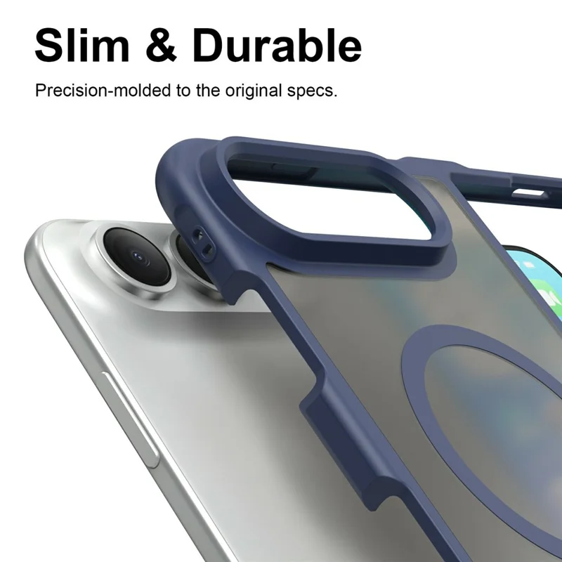 For iPhone Duo Magnetic Case Anti Drop Matte PC + TPU Phone Cover - Blue
