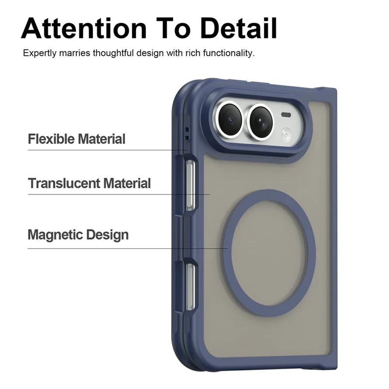 For iPhone Duo Magnetic Case Anti Drop Matte PC + TPU Phone Cover - Blue