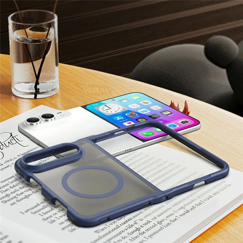 For iPhone Duo Magnetic Case Anti Drop Matte PC + TPU Phone Cover - Blue