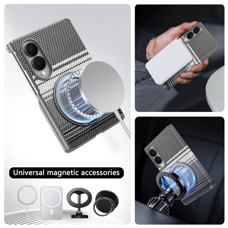 For Samsung Galaxy Z Fold8 Case Rotating Magnetic Kickstand Dual-Axis Hinge Gradient Leather Phone Back Cover - Black