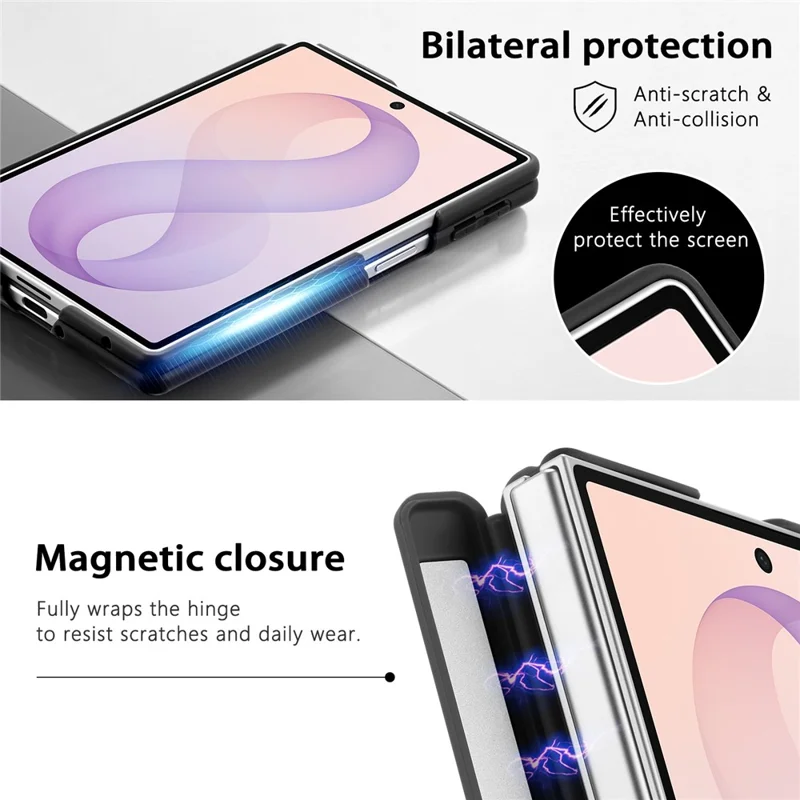 For Samsung Galaxy Z Fold8 Case with Hinge Protection and Rotatable Kickstand Skin-touch Phone Protective Cover - Black