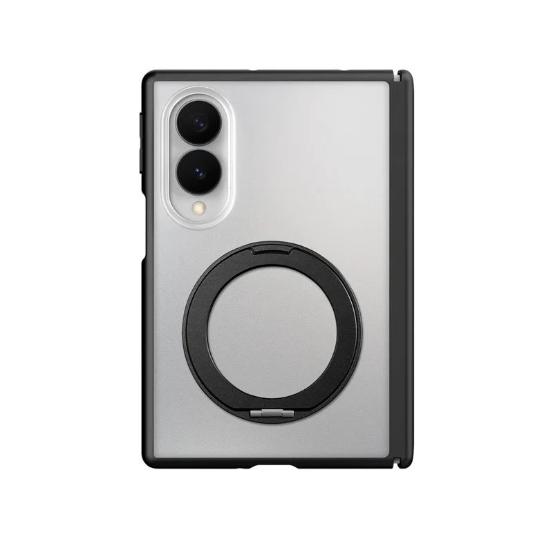 For Samsung Galaxy Z Fold8 Case with Hinge Protection and Rotatable Kickstand Skin-touch Phone Protective Cover - Black
