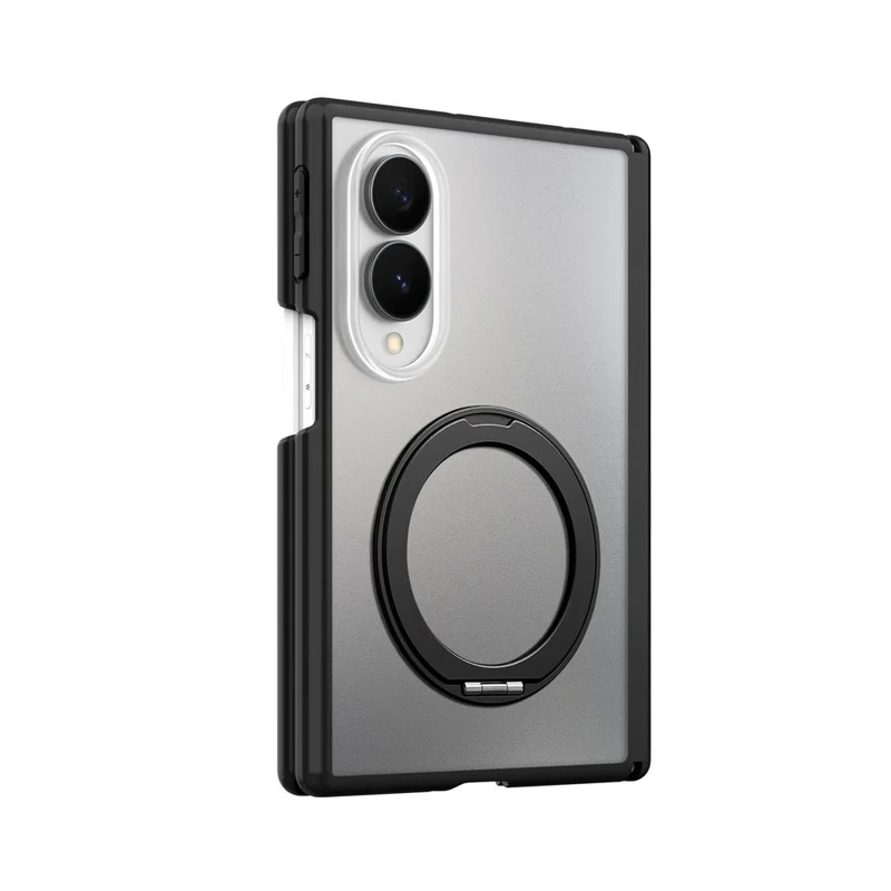 For Samsung Galaxy Z Fold8 Case with Hinge Protection and Rotatable Kickstand Skin-touch Phone Protective Cover - Black