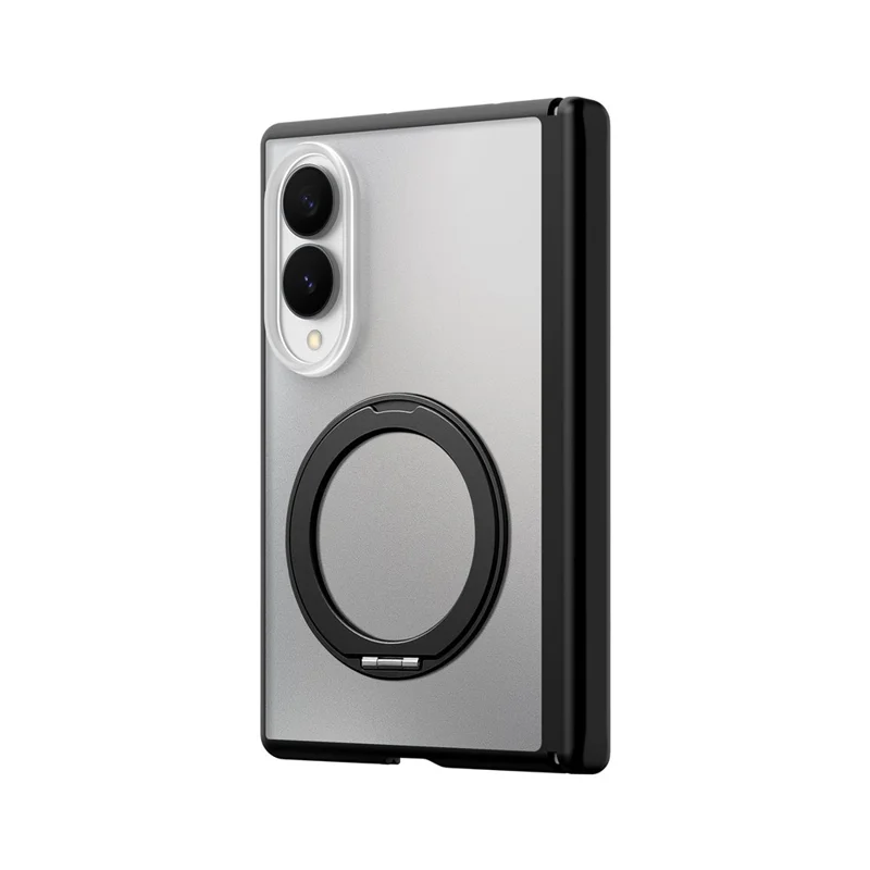For Samsung Galaxy Z Fold8 Case with Hinge Protection and Rotatable Kickstand Skin-touch Phone Protective Cover - Black