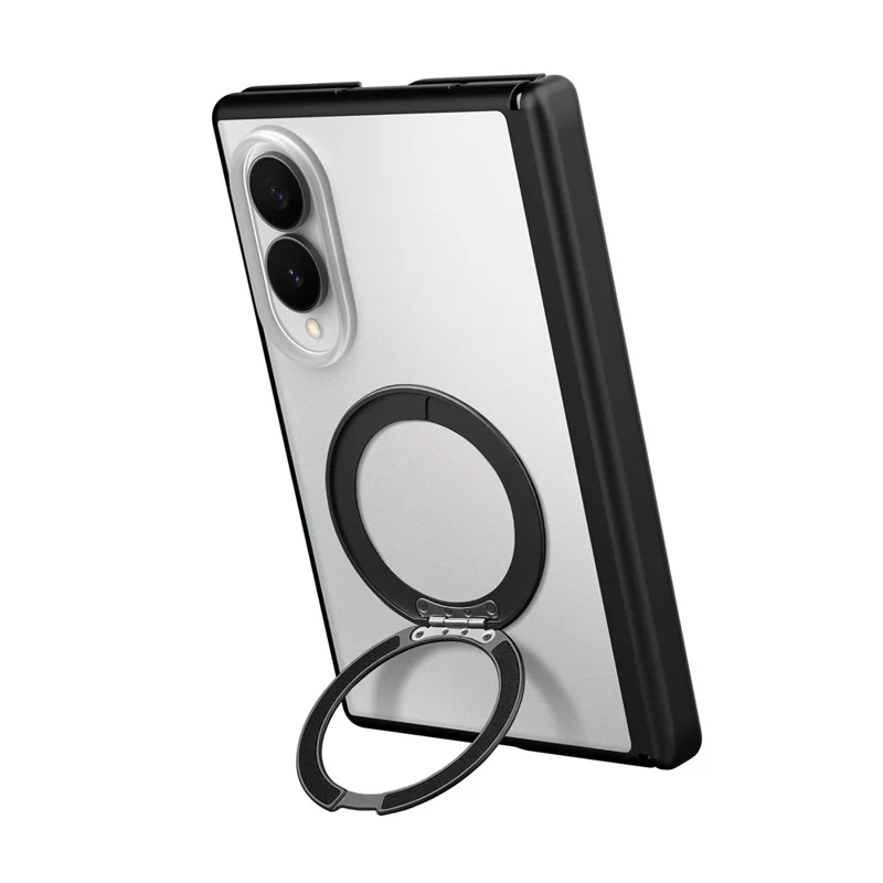 For Samsung Galaxy Z Fold8 Case with Hinge Protection and Rotatable Kickstand Skin-touch Phone Protective Cover - Black
