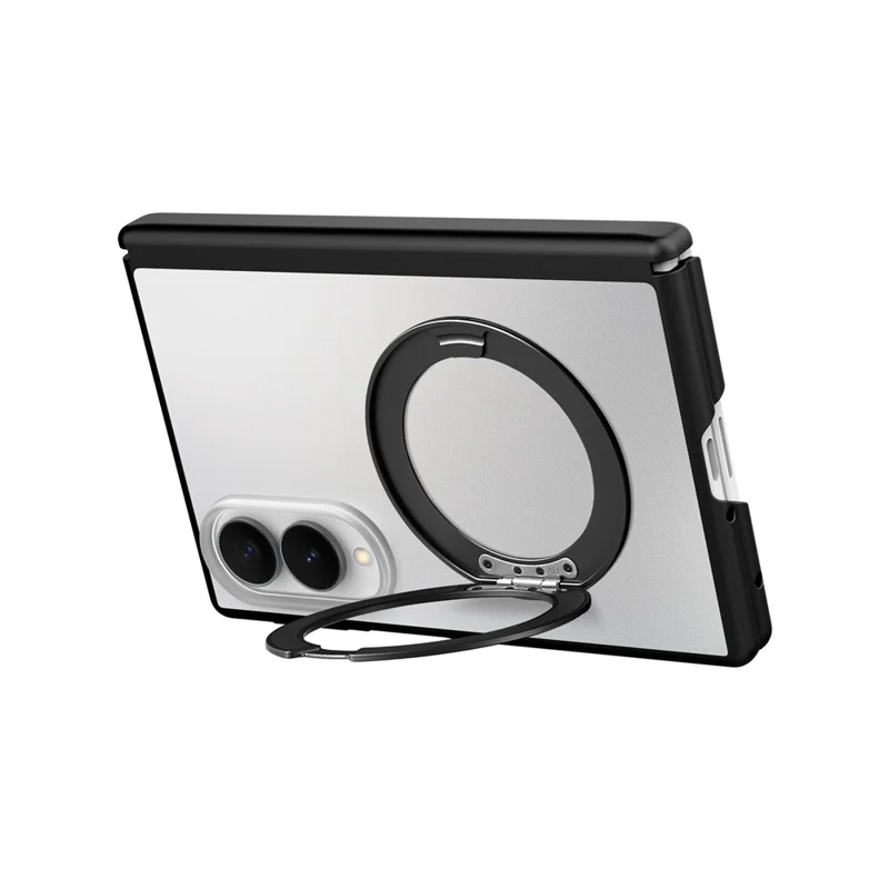 For Samsung Galaxy Z Fold8 Case with Hinge Protection and Rotatable Kickstand Skin-touch Phone Protective Cover - Black