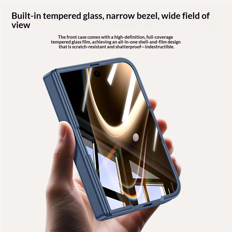 Für iPhone Duo Hülle Drehbarer magnetischer Ständer Mattes PC-Telefoncover mit Displayschutz aus gehärtetem Glas - Schwarz