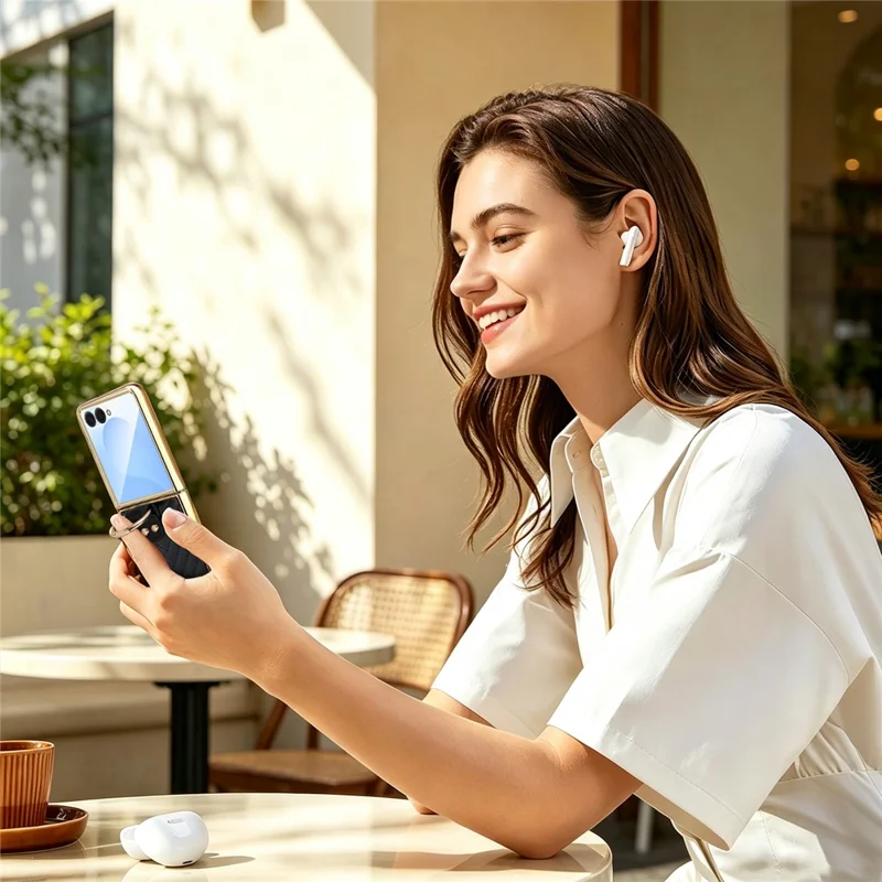 Cover per Samsung Galaxy Z Flip8 con Motivo a Forma di V e Supporto con Anello per Dita - Nero
