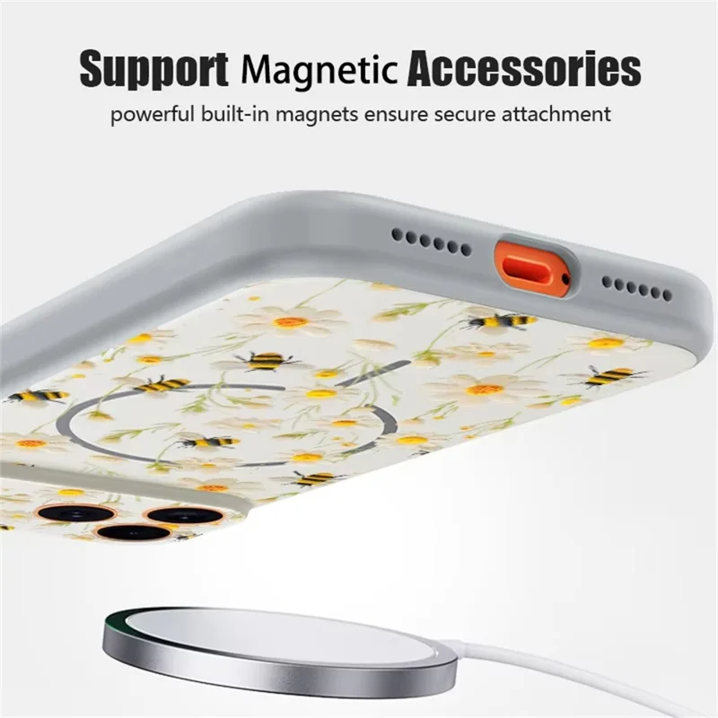 For iPhone 18 Pro / 17 Pro Magnetic Case UV Printing Pattern Precise Camera Cutouts PC + TPU Phone Cover - B050 Gold