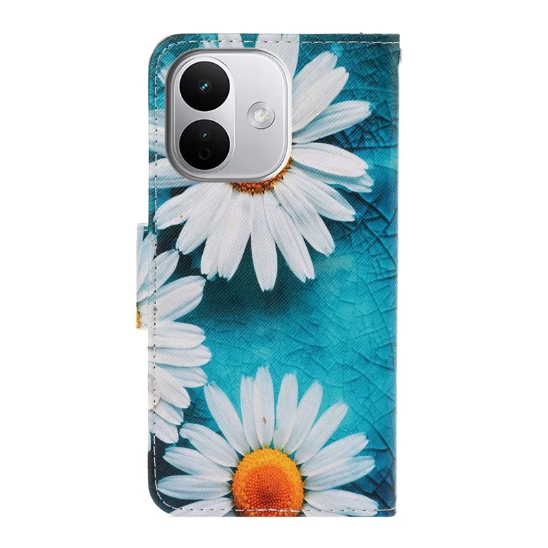 Protective Case for Xiaomi Redmi Note 17 Pro 5G / Note 17 Pro+ 5G / Note 17 Pro Max 5G , Pattern Printing Leather Folio Phone Cover with Wrist Strap - Chrysanthemum