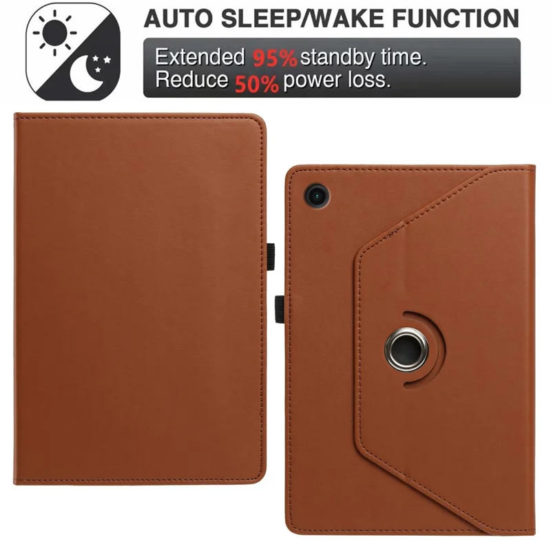 For Lenovo Tab K9 / Tab One Case PU Leather Rotating Stand Card Slots Tablet Cover - Brown