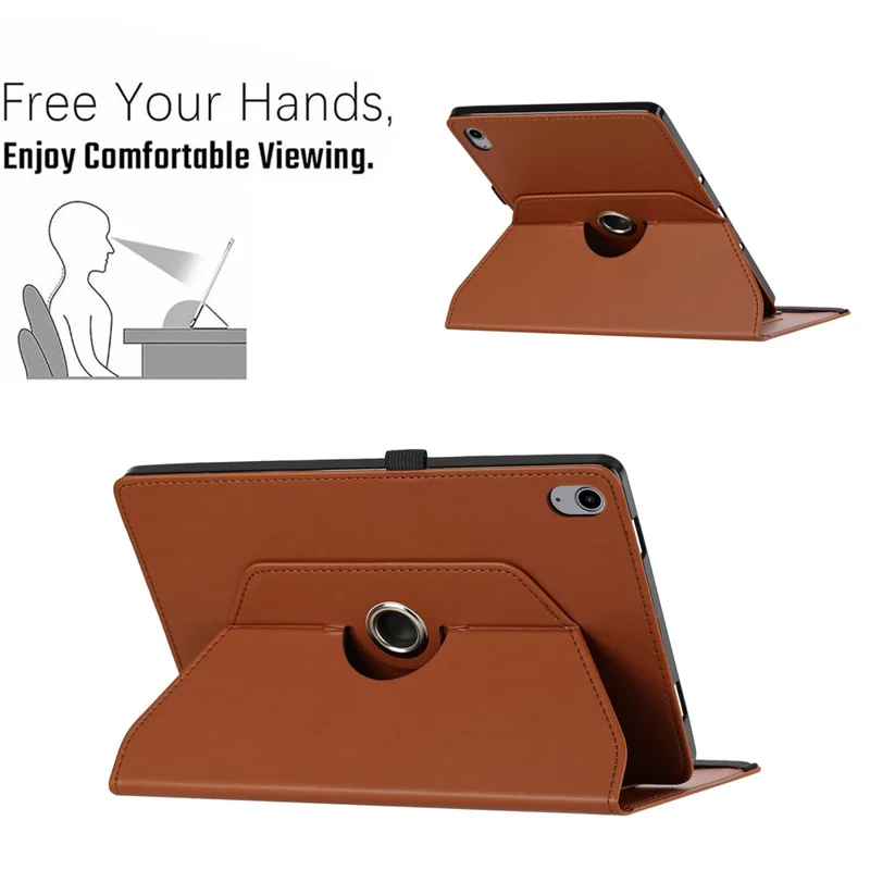 For Samsung Galaxy Tab S12+ Case PU Leather Rotating Stand Card Slots Tablet Cover - Brown