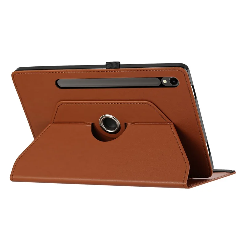 For Samsung Galaxy Tab S10 FE+ Case PU Leather Rotating Stand Card Slots Tablet Cover - Brown