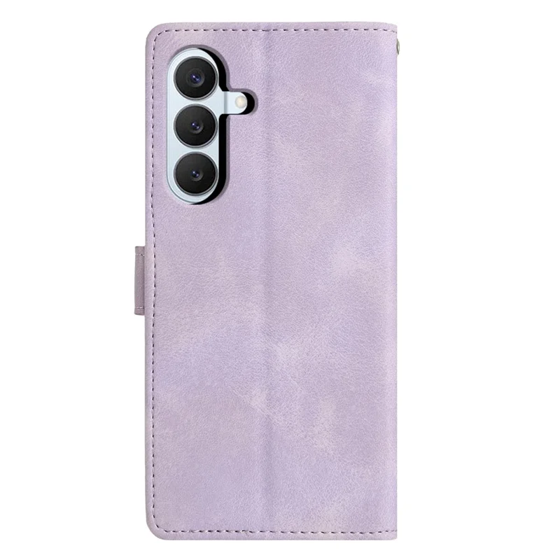 For Samsung Galaxy S27 Case Wallet Stand Imprinted Triangle Pattern Leather Phone Flip Cover - Purple