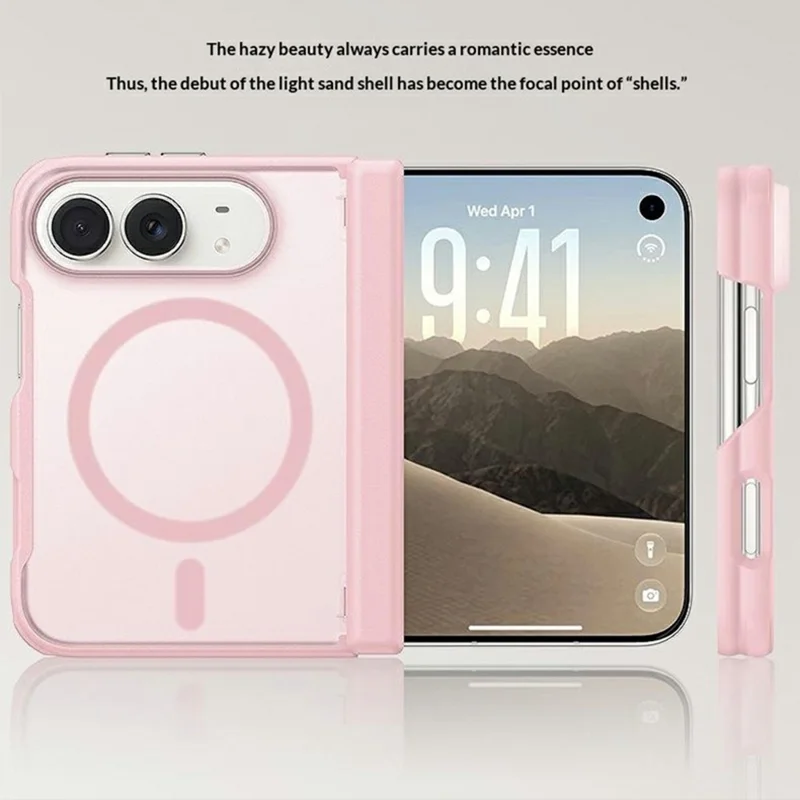 For iPhone Duo Magnetic Case Anti-Scratch Matte Back PC Anti Drop Phone Cover - Pink