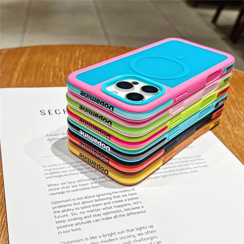 For iPhone 16 Pro Max Magnetic Case Contrast Design 2 in 1 PC + TPU Matte Phone Cover - Orange