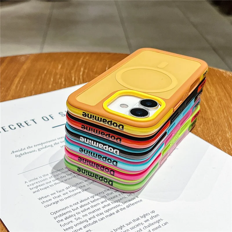For iPhone 17 Magnetic Case Contrast Design 2 in 1 PC + TPU Matte Phone Cover - Pink