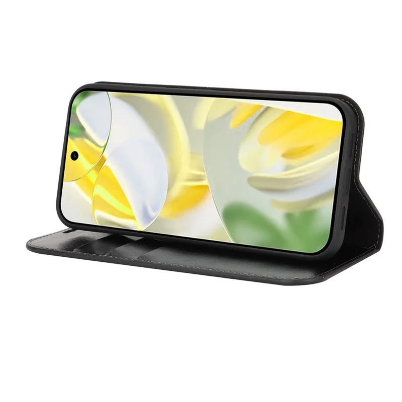 Etui na Google Pixel 11, portfel z naturalną fakturą skórzaną w stylu Crazy Horse, pokrowiec z miękką warstwą TPU - Czarny