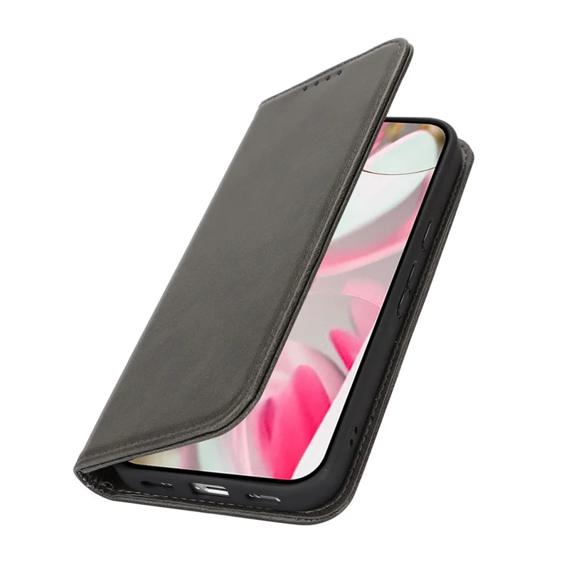 For Google Pixel 11 Case PU Leather Calf Textured Magnetic Closing Smart Phone Cover - Black