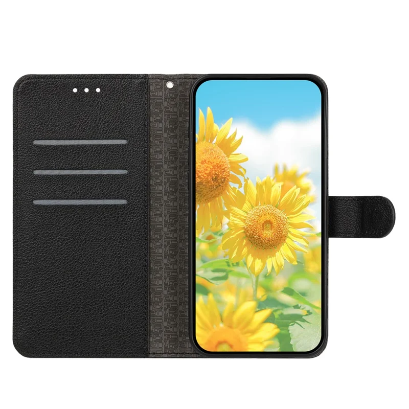 For iPhone 18 Pro Max / 17 Pro Max Wallet Case Daisy Pattern PU Leather Phone Cover with Wrist Strap - Black