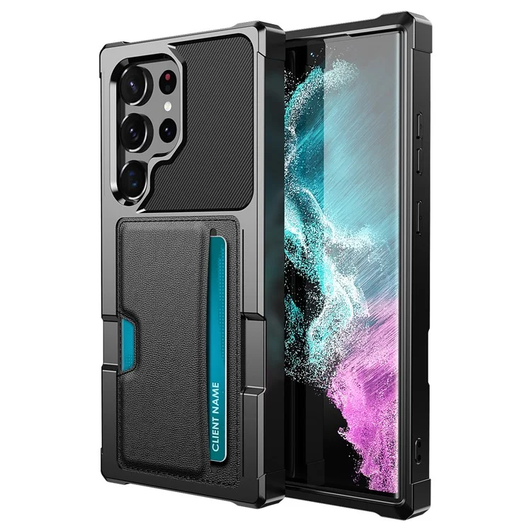 Para Samsung Galaxy S23 Ultra ZM02 Case com Canto Reforçado Anti-queda, com Slot para Cartão, Couro PU + Capa Protetora de TPU