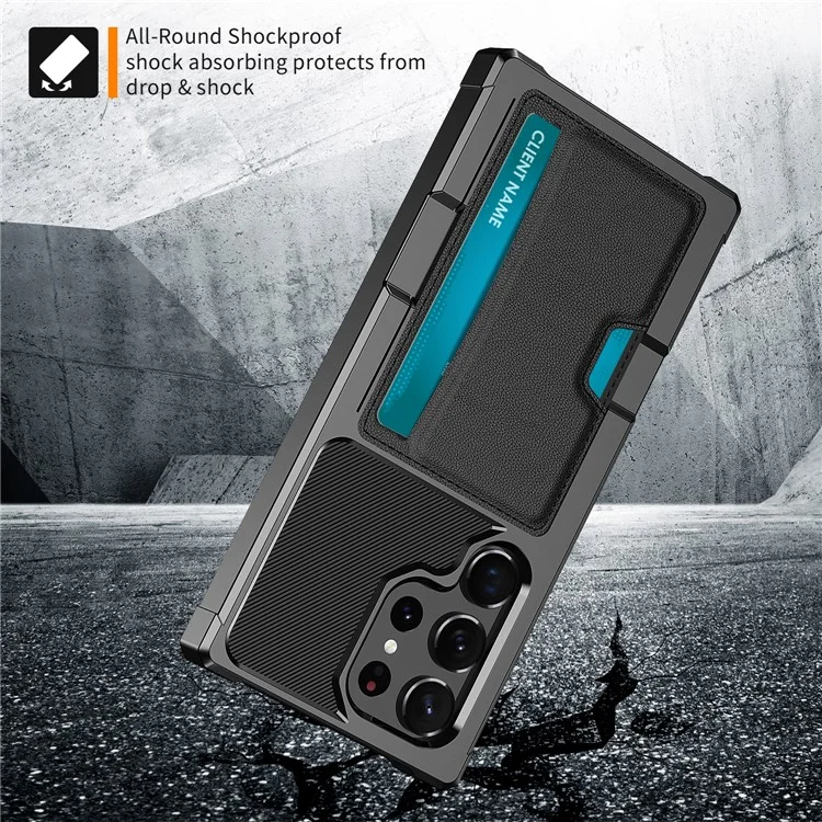 Para Samsung Galaxy S23 Ultra ZM02 Case com Canto Reforçado Anti-queda, com Slot para Cartão, Couro PU + Capa Protetora de TPU