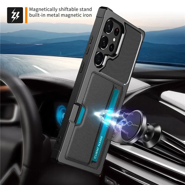 Para Samsung Galaxy S23 Ultra ZM02 Case com Canto Reforçado Anti-queda, com Slot para Cartão, Couro PU + Capa Protetora de TPU