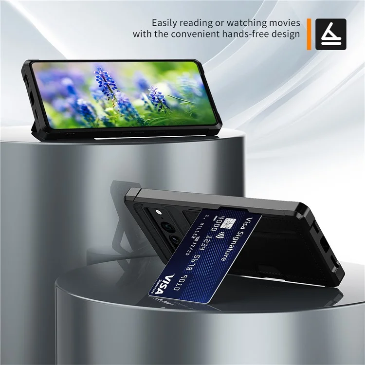 For Google Pixel 7 Pro 5G ZM02 Shockproof Reinforced Corner Phone Case with Card Slot PU Leather + TPU Anti-fall Phone Back Cover