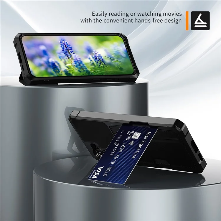 For Samsung Galaxy S23+ ZM02 Reinforced Corner Phone Cover with Card Slot PU Leather + TPU Anti-fall Mobile Phone Case