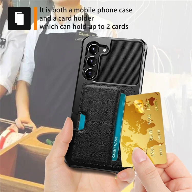 For Samsung Galaxy S23+ ZM02 Reinforced Corner Phone Cover with Card Slot PU Leather + TPU Anti-fall Mobile Phone Case