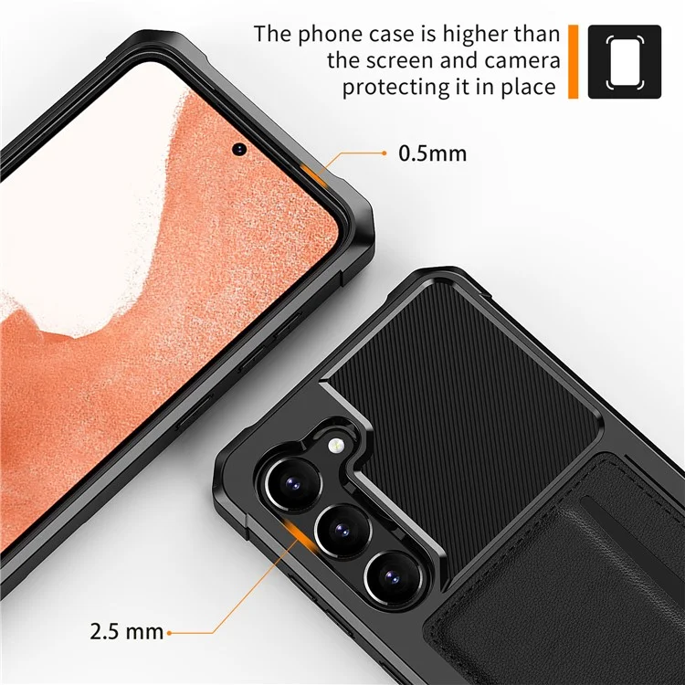 For Samsung Galaxy S23+ ZM02 Reinforced Corner Phone Cover with Card Slot PU Leather + TPU Anti-fall Mobile Phone Case