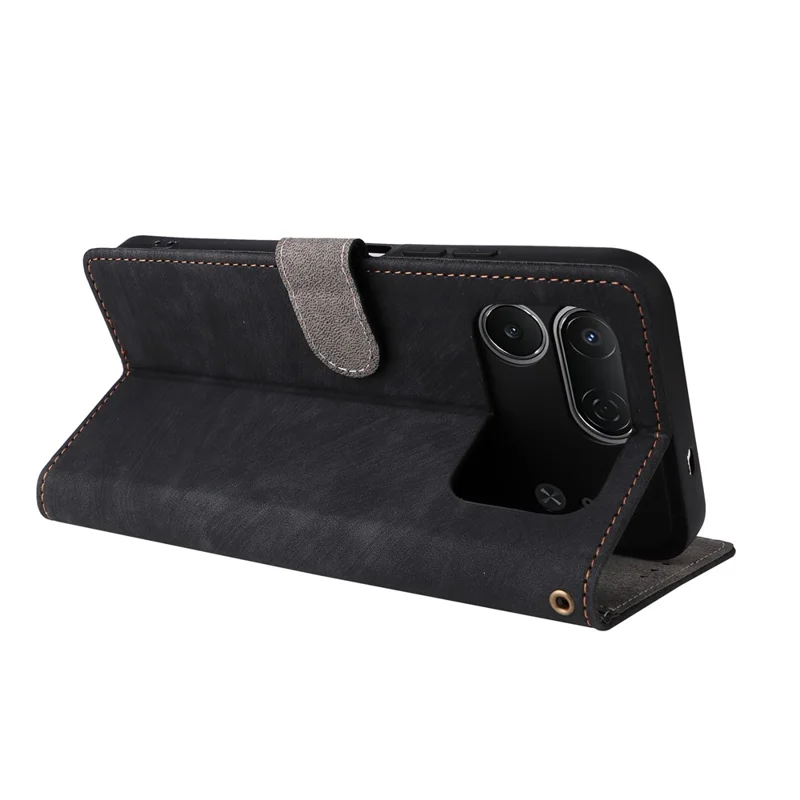 For TECNO Spark 50 Pro 4G Wallet Case RFID Blocking PU Leather Phone Cover Stand with Strap - Black