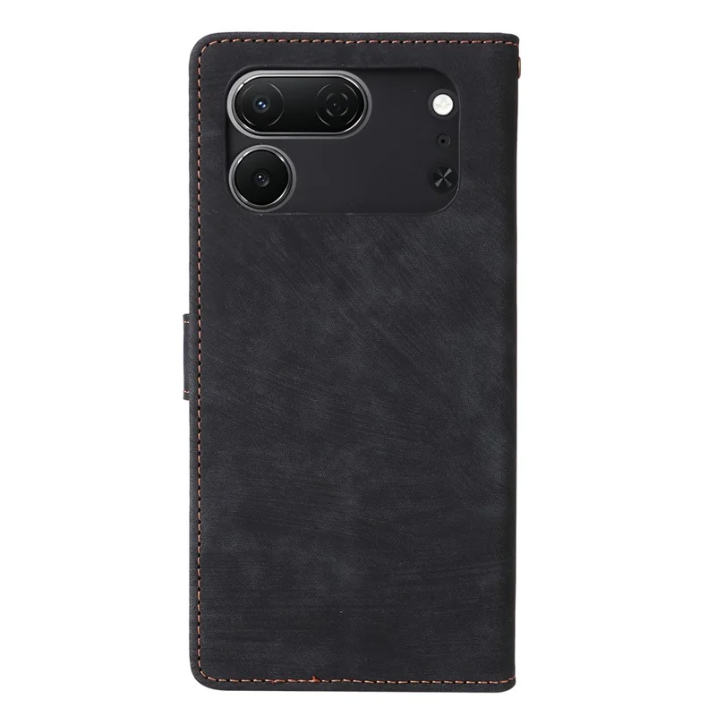 For TECNO Spark 50 Pro 4G Wallet Case RFID Blocking PU Leather Phone Cover Stand with Strap - Black