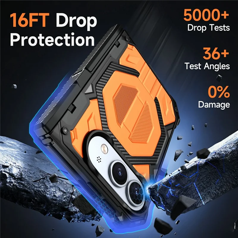 For iPhone Duo Case Kickstand Hinge Protection Rugged PC + TPU-telefoonhoes - Oranje