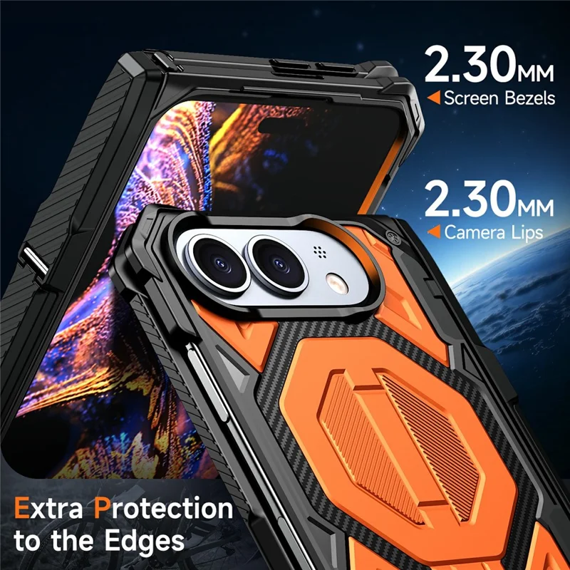 For iPhone Duo Case Kickstand Hinge Protection Rugged PC + TPU-telefoonhoes - Oranje