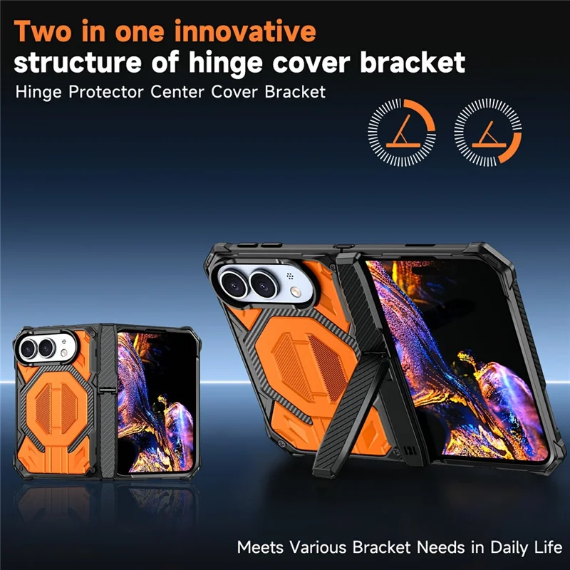For iPhone Duo Case Kickstand Hinge Protection Rugged PC + TPU-telefoonhoes - Oranje