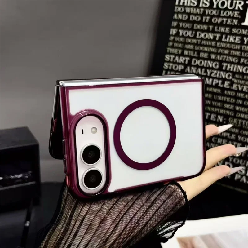 For iPhone Duo Magnetic Case High-Transparency Acrylic Split Foldable Phone Cover - Black
