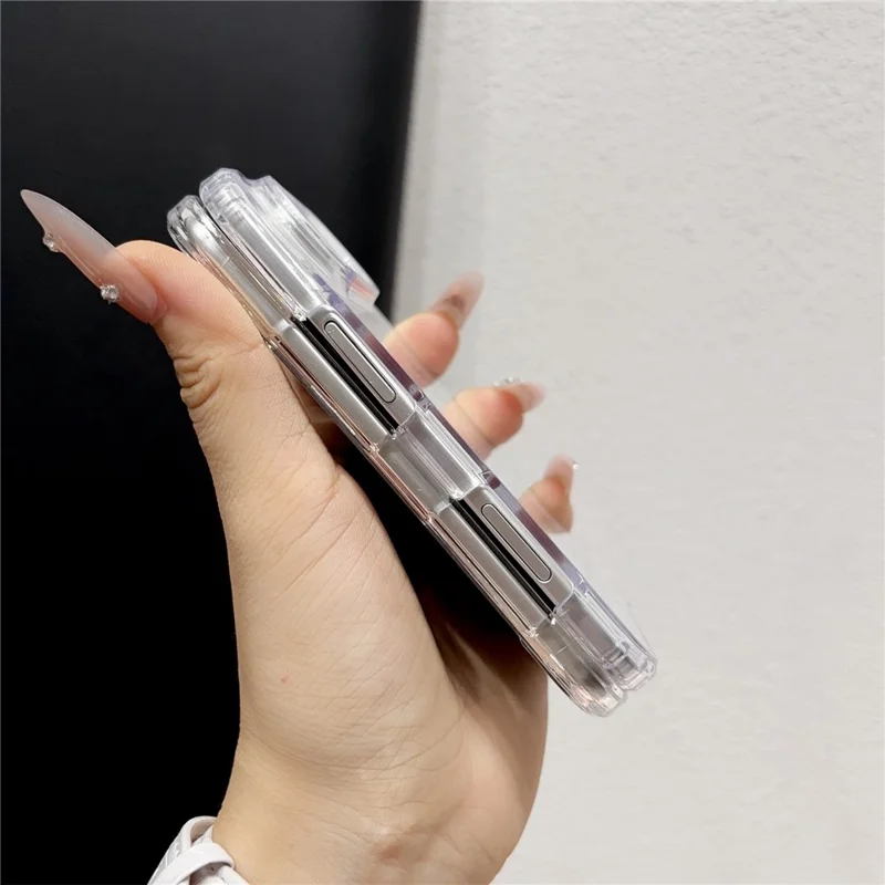 For iPhone Duo Case 2 in 1 High-Transparency Acrylic + TPU Foldable Phone Cover - Transparent