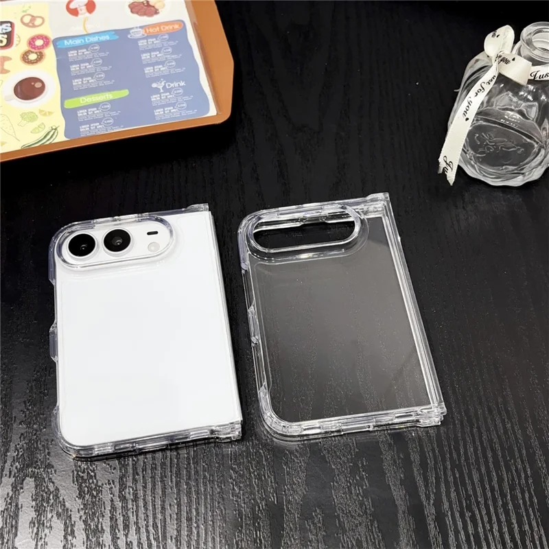 For iPhone Duo Case 2 in 1 High-Transparency Acrylic + TPU Foldable Phone Cover - Transparent