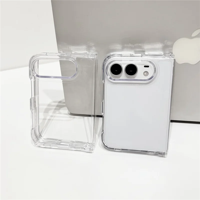 For iPhone Duo Case 2 in 1 High-Transparency Acrylic + TPU Foldable Phone Cover - Transparent