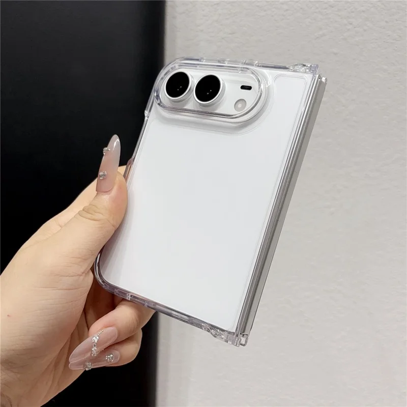 For iPhone Duo Case 2 in 1 High-Transparency Acrylic + TPU Foldable Phone Cover - Transparent