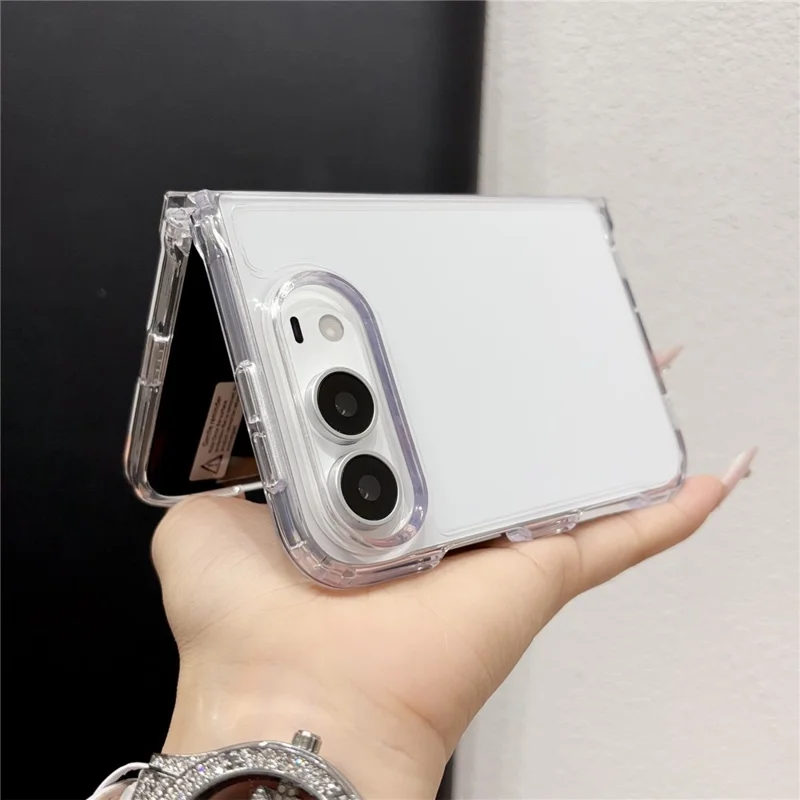 For iPhone Duo Case 2 in 1 High-Transparency Acrylic + TPU Foldable Phone Cover - Transparent
