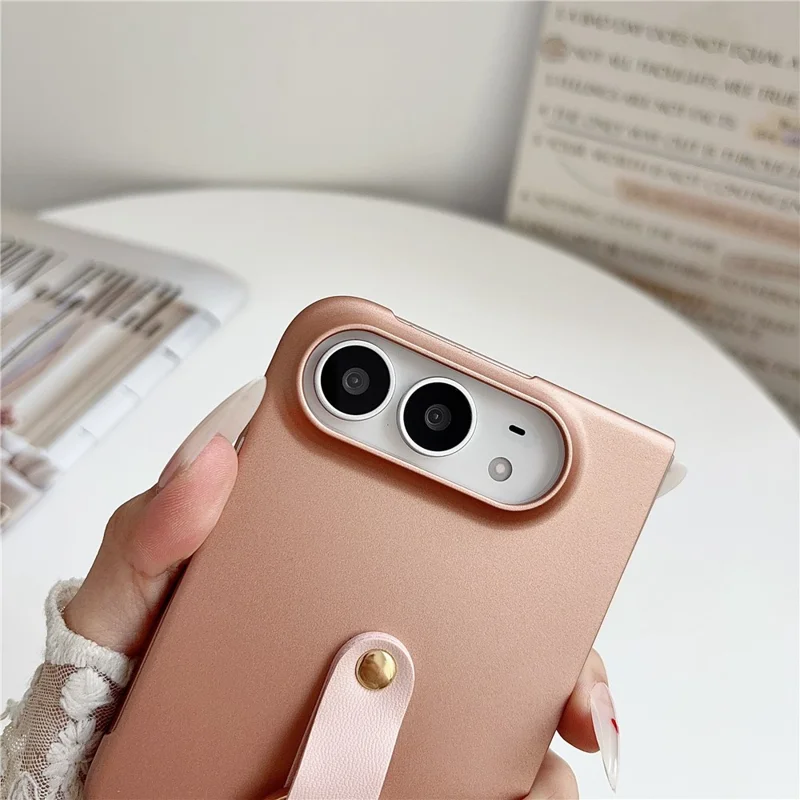 For iPhone Duo Case Ultra Slim PC Phone Cover with Pearl Pendant - Pink